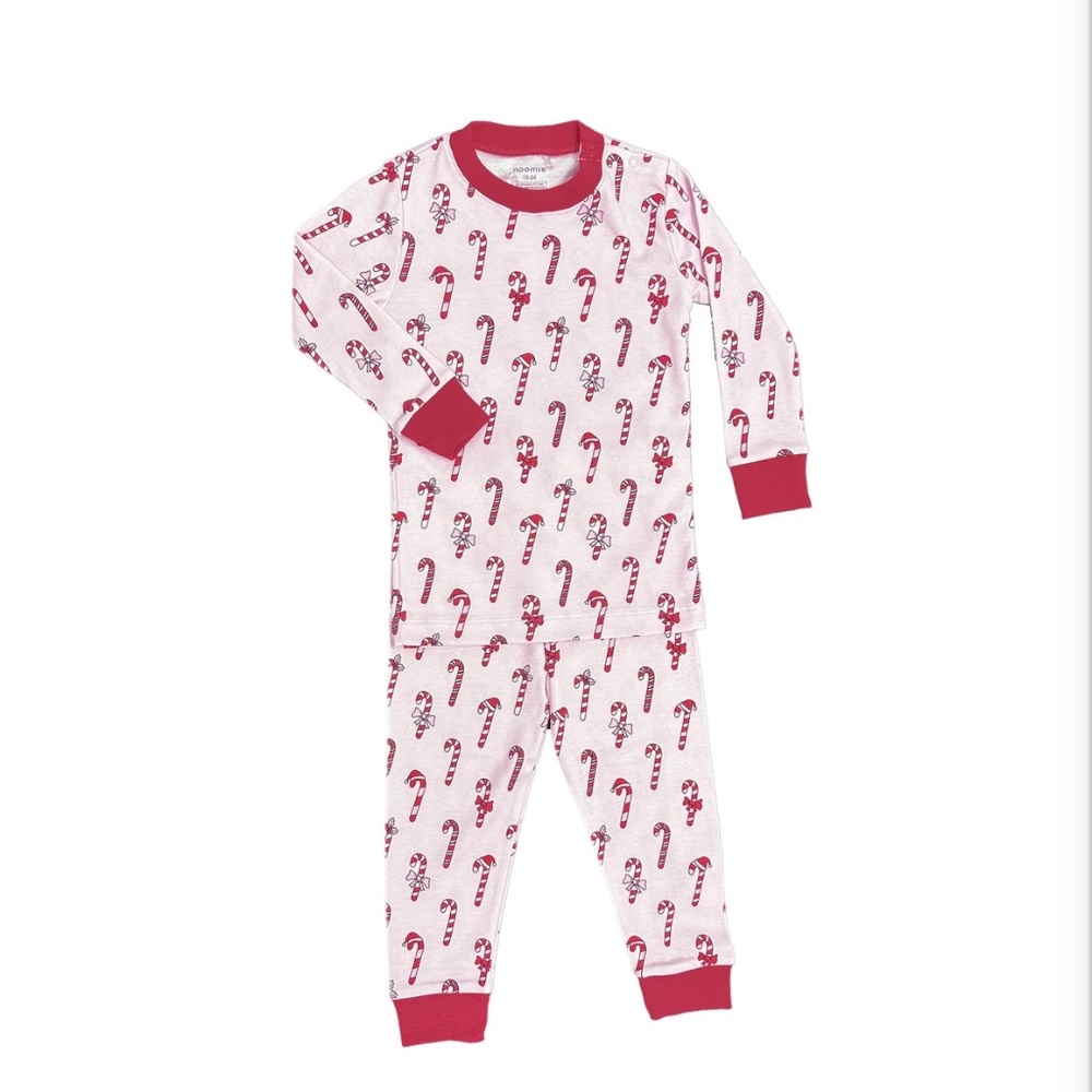 Noomie Candy Cane Christmas Pajamas Pima Cotton Size 3T H